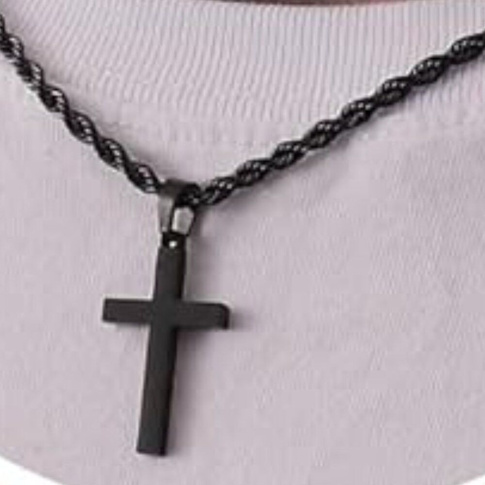 Cross Necklace with Chain: BlackNWOT